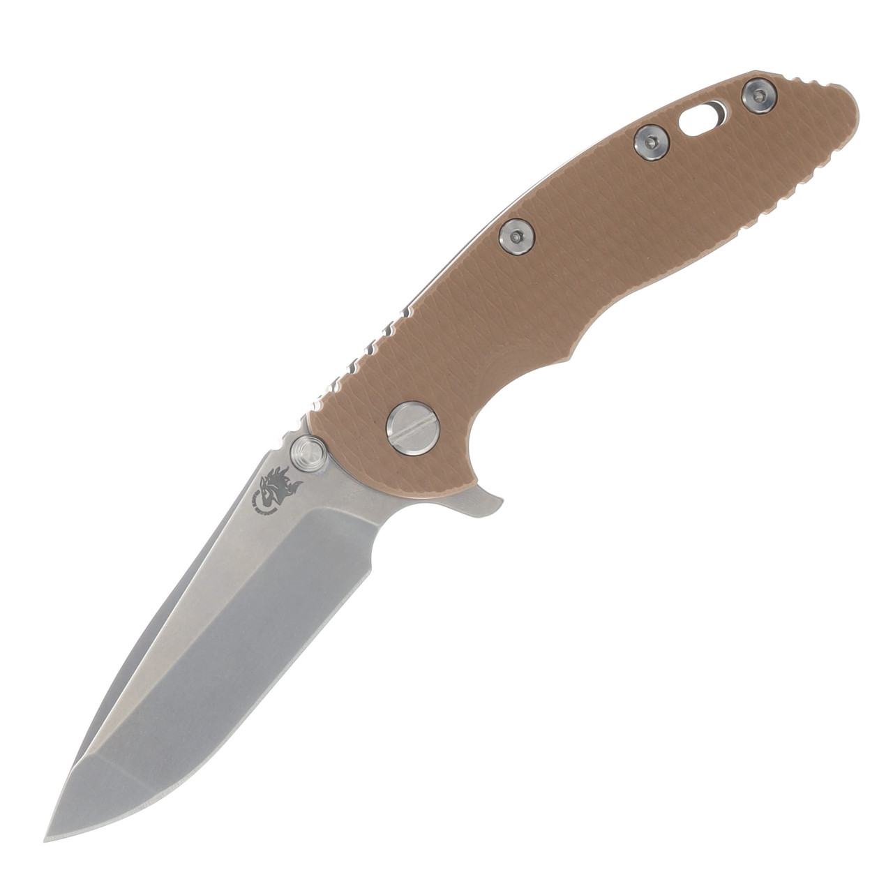 Hinderer XM-18 3.25 Flipper Folding Knife Magnacut Spanto/Coyote G-10 and Stonewash Titanium KXM325SPANFSWCY