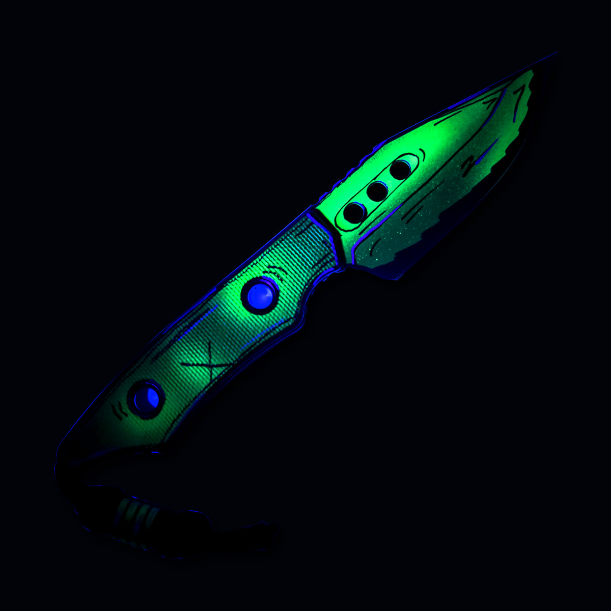 Heretic Kobold Fixed Blade Cel Shade Toxic Green with Matching