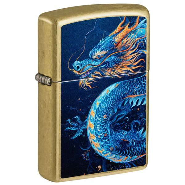 Zippo Blue Sea Dragon Design Street Brass ZP47178