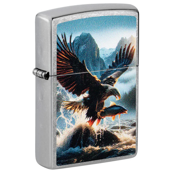 Zippo Catch of the Day Eagle and Fish Design Street Chrome ZP47188
