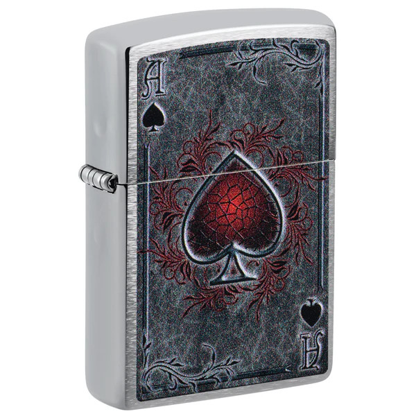 Zippo Red Crackle Ace of Spades Brush Chrome ZP47185