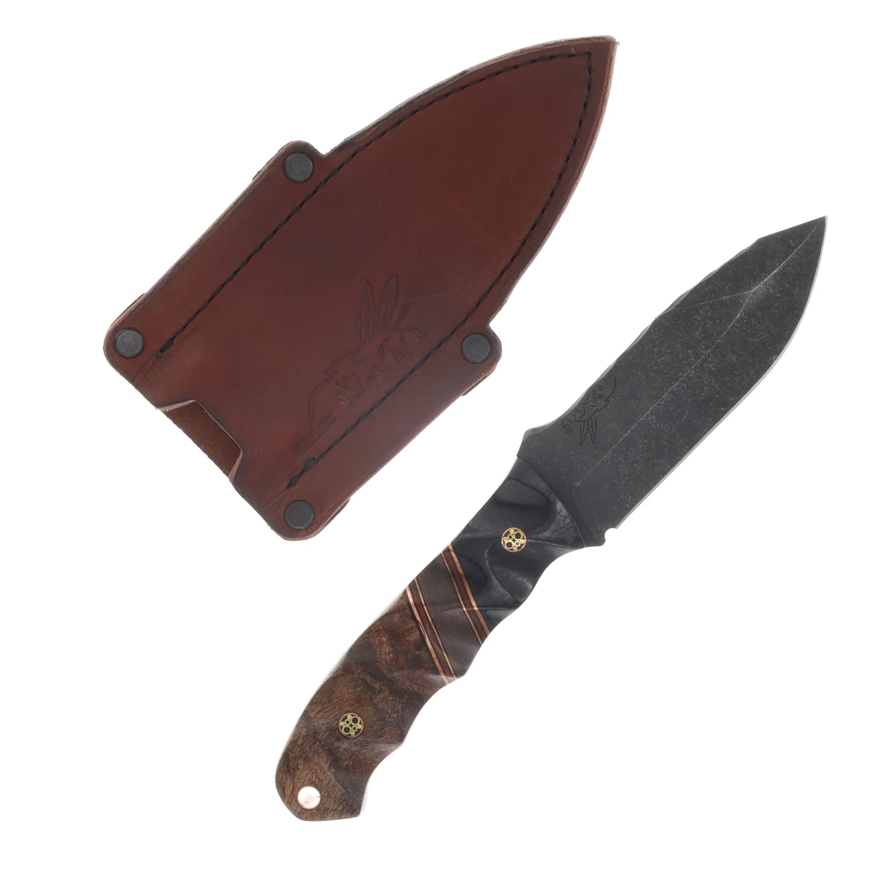 Half Face Blades Disaster Jr Fixed Blade Black Burlap Micarta Black G10 Copper-Brown Canvas Micarta Pin Striping Copper Camo Carbon Split Mesquite HFDJBBMCPBRPS