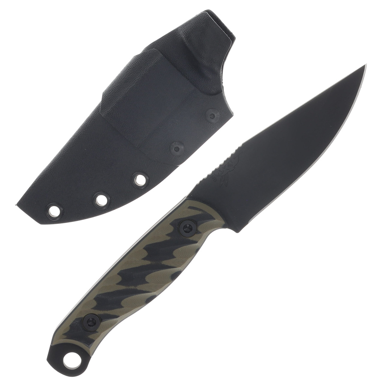 Half Face Blades Crow Jr Fixed Blade Black-OD Green G10 Armor Black Cerakote HFCWJRBKODTXT