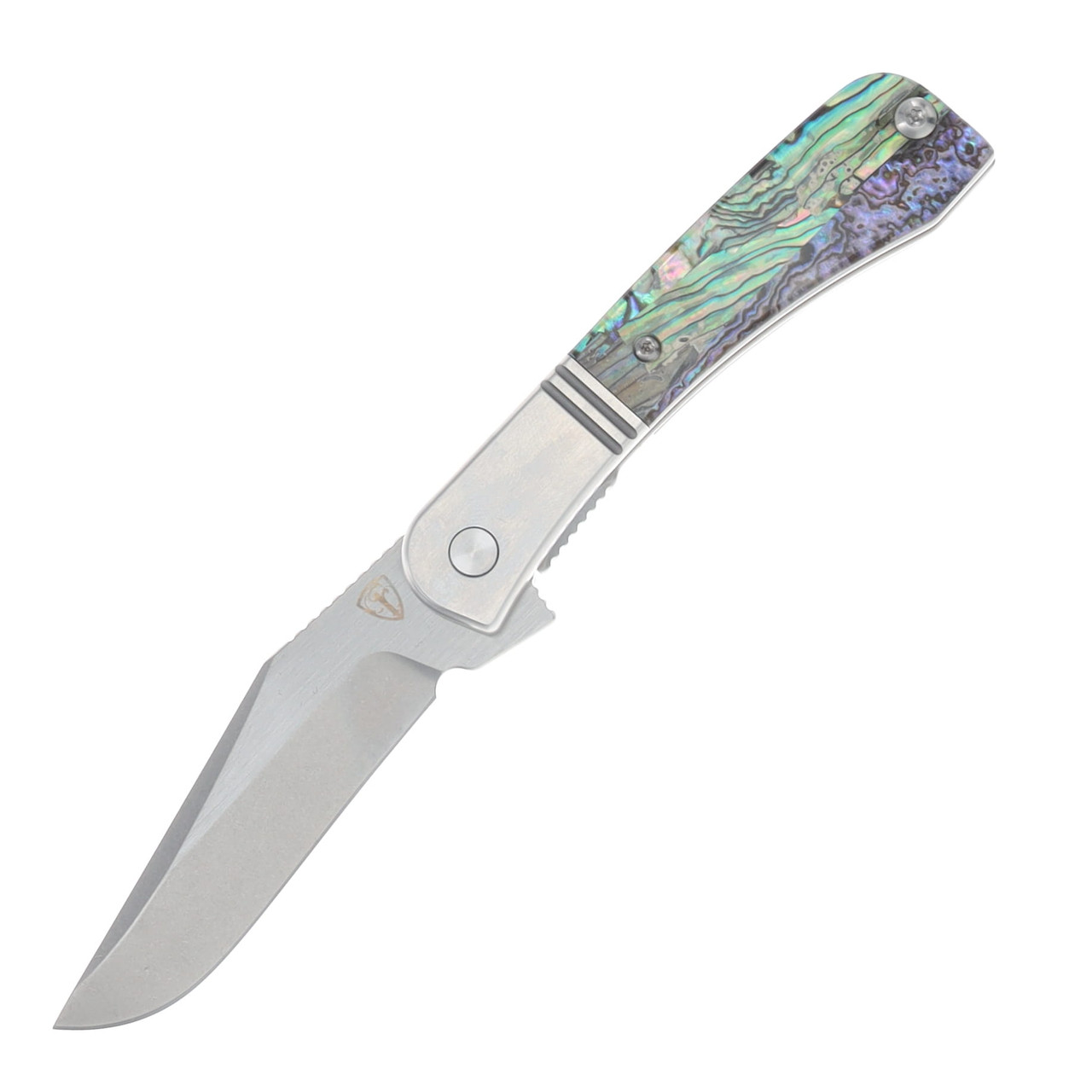 Finch Gooseneck Abalone Folding Knife Satin Stonewashed 14C28N Blade GN600