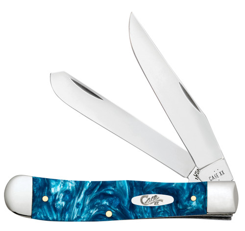 Case XX Teal Swirl Kirinite Trapper Folding Knife