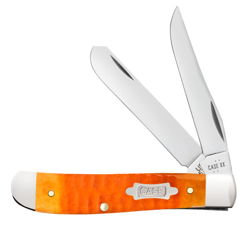 Case XX Carbon Steel Persimmon Orange Gator Jigged Bone Mini Trapper Folding Knife CA38071