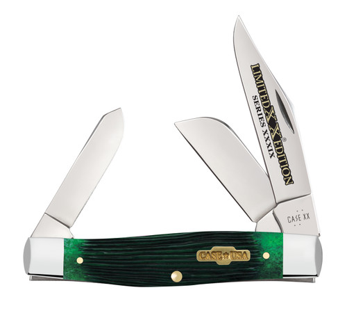 Case XX Limited Edition Barnboard Jigged Bermuda Green Bone Large Stockman Folding Knife CA61872