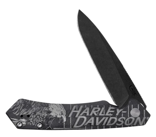 Case Harley-Davidson Kinzua Folding Knife Black Aluminum - DLC S35VN Spear Point