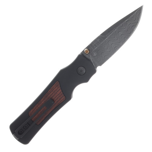 Hogue Saxum 2.8in Button Lock Folder Damascus-AL Frame Matte Blk Kingwood Insert HG24690-LIM