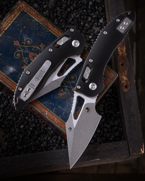 Microtech M - Stitch RAM-LOK S/E Folding Knife Stonewash Standard Black Aluminum MT169MRL10