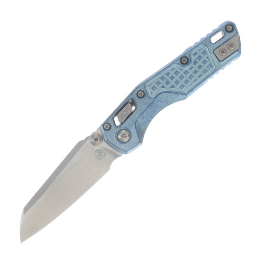 Microtech MSI Mini- RAM-LOK Folder MS STNWSH Ice Blue Frag TI W/ Blue Accent MT210M10FRMS7