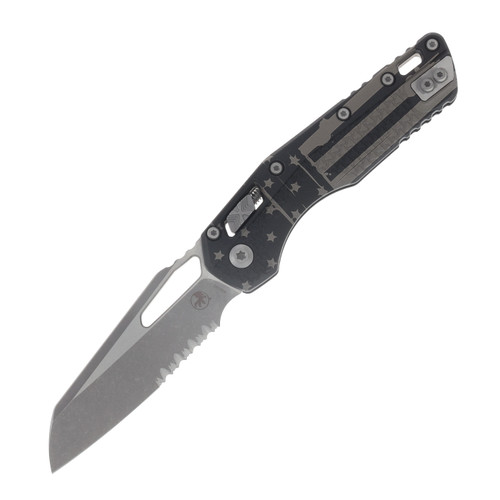 Microtech MSI Folding Knife S/E Apocalyptic Part Serrate Tri-Grip Polymer Flag MT210T11APPMFLAG