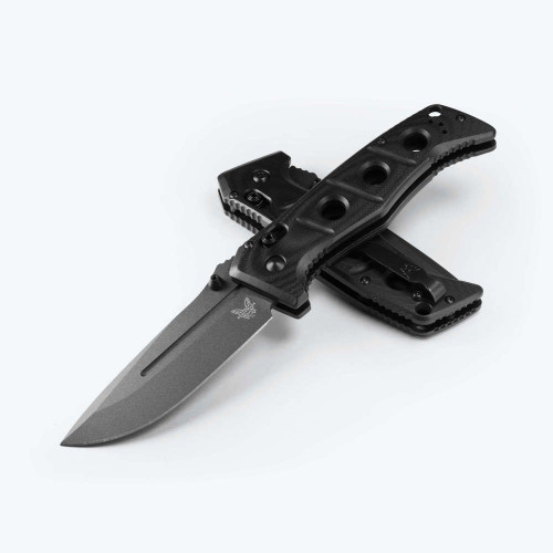Benchmade Adamas AXIS Lock Folding Knife Gray Magnacut Drop Point/Black G-10 BM275GY-03