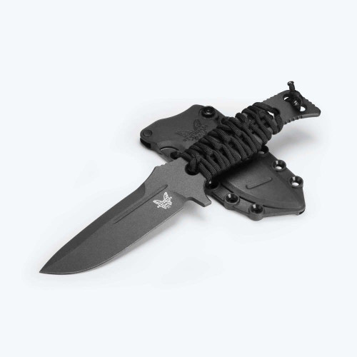Benchmade Fixed Adamas Cobalt Black Cerakote Magnacut Drop Point/Paracord BM375BK-02