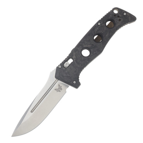 Benchmade Auto Adamas Automatic Knife Satin Magnacut Drop Point/Marbled Carbon Fiber AUBM2750-06
