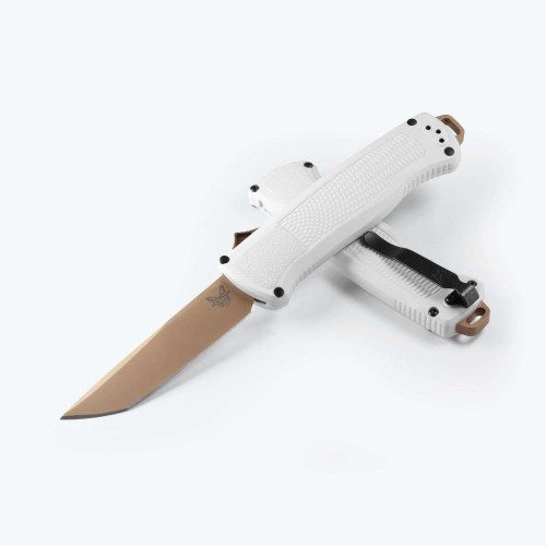 Benchmade Shootout OTF Automatic Knife FDE PVD Tanto/Cool Gray Grivory AUBM5370FE-10