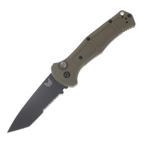 Benchmade Claymore Automatic Knife Black Cerakote Serrated Tanto/Green Grivory AUBM9071SBK-03