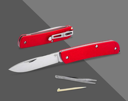 Boker Plus Tech Tool Slip Joint Folding Knife Red PP Handle 12C27 Blade BK01BP0157