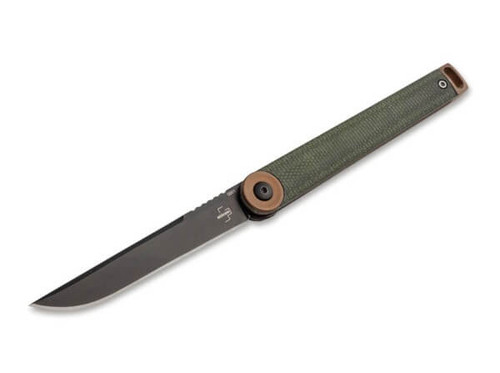 Boker Plus Kaizen Olive Green Canvas Micarta Folding Knife Black D2 Blade BK01BO391