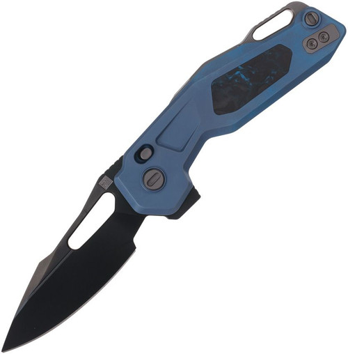 Ketuo Mini Griffin Blue Titanium Blue Carbon Fiber Button Linerlock Knife
