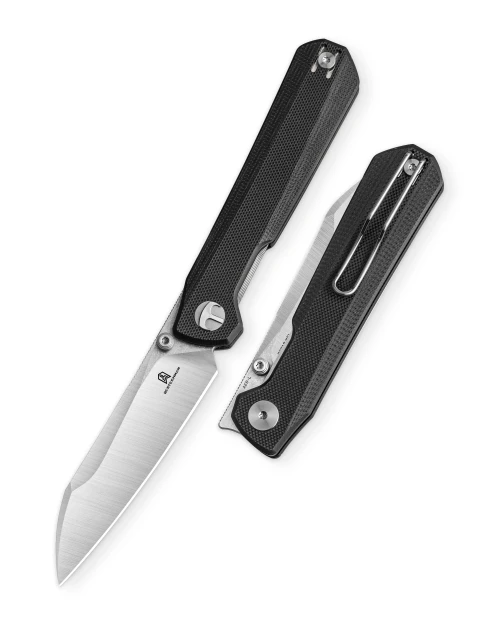 Bestechman Curvee Ostap Hel Front Flipper Knife | Black G-10 AEB-L