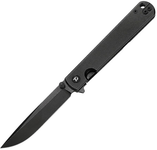 Dreamtech Black Titanium D2 3.5in Drop Point Flipper Framelock Knife