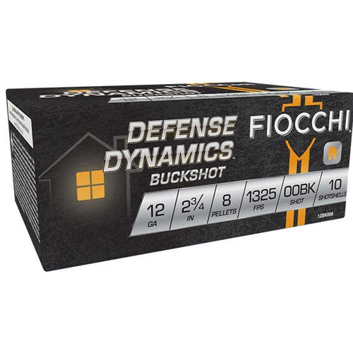 Fiocchi Defense Dynamics 12ga 2.75in 00 Buck 8 Pellet Ammo 10rd Box
