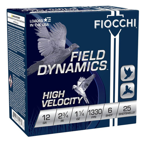 Fiocchi Field Dynamics High Velocity 12 Ga 2-3/4in #6 Lead 1-1/4 oz 25Rds