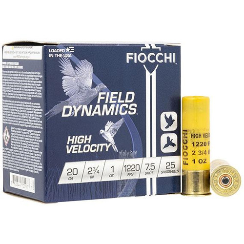 Fiocchi Field Dynamics High Velocity 20 Ga 2-3/4in #7.5 Lead 1 oz 25Rds