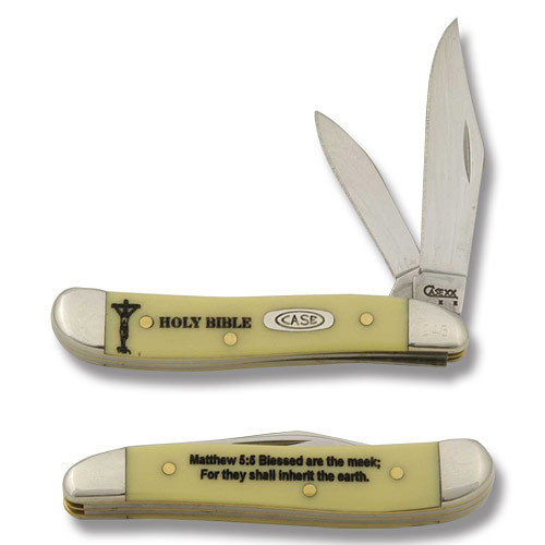 Case Holy Bible Matthew 5:5 Peanut Folding Knife