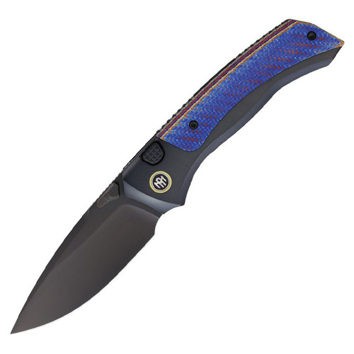 Remette Knives RT-Steed Folding Knife Black DLC M390/Titanium and Blue Carbon Fiber RTWS-BC