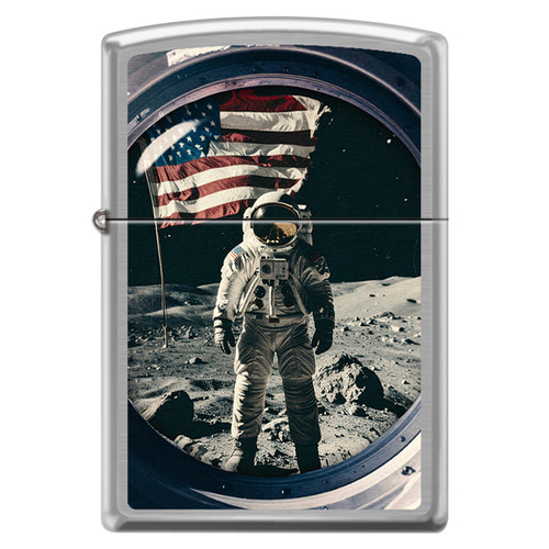 Zippo USA 250th Anniversary Limited Edition Moon Landing Brushed Chrome Lighter ZP127819