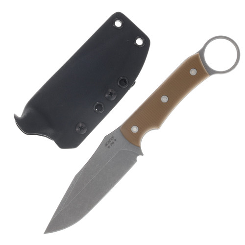 McNees Ringed Agent Fixed Blade Knife Stonewash/Coyote G-10 MCFXRAGSWACY