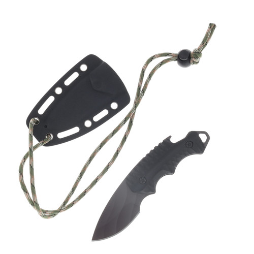 Tec-X Harley-Davidson Black G-10 Fixed Blade Neck Knife CA52207