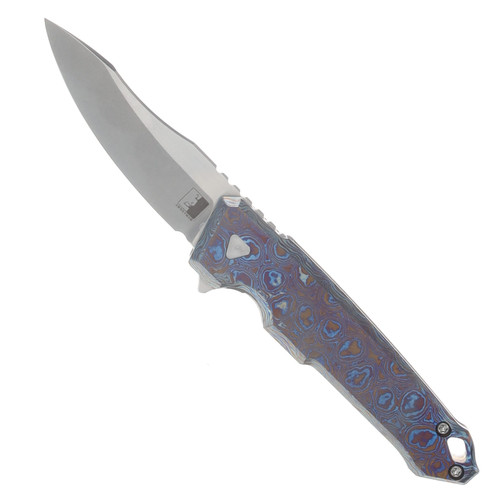 Angryman Littlefinger Framelock Folding Knife Purple Timascus Handle Magnacut Bld ANGLTLFNGPRPTIMAS