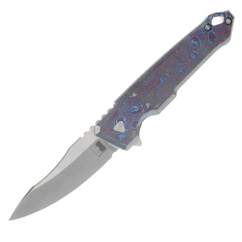 Angryman Littlefinger Framelock Folding Knife Purple Timascus Handle Magnacut Bld ANGLTLFNGPRPTIMAS