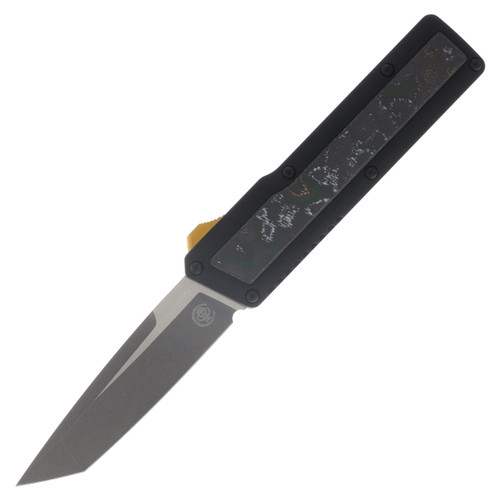 Chaves Knives Dissident OTF Black Blasted Aluminum Handle with Scrooge MCDuck Carbobn Fiber Inlay CKDISSSCMCD