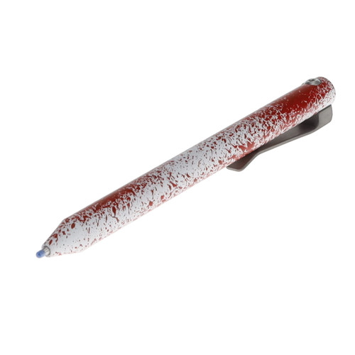 Maverick Customs Flipper Universal Pen Bloodsplatter Cerakote Aluminum with Butterscotch Micarta Flipper and Stonewash Titanium Clip MCCBABBMFSTC