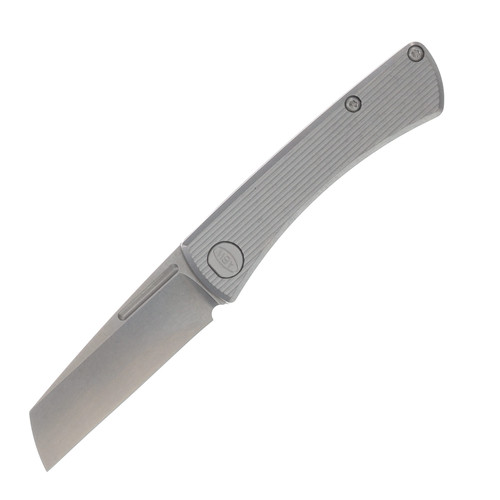 ABW Slip Joint Folding Knife Titanium Straight Lines Pattern Natural - Magnacut Bld ABWSLIPTITSTRAIGHTNATURAL