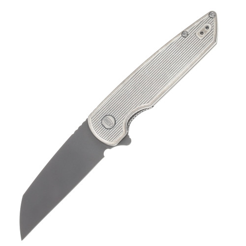 ABW Model 2 Folding Knife Titanium Handle Straight Line Pattern Natural ABWMODEL2TITSTRAIGHTNATURAL