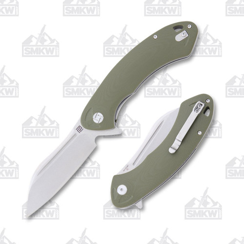 Artisan Cutlery Eterno Folding Knife  Curved OD Green G-10