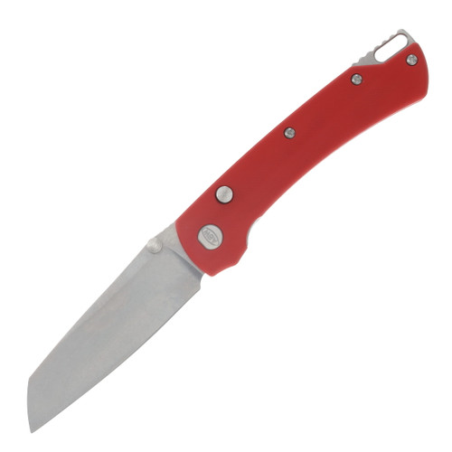 ABW Model 3 Manual Button Lock Folder Red G-10 Handle Magnacut Blade ABWMODEL3G10RED