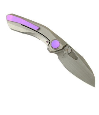 Reate VK-Frok Hand Rubbed Acid Wash Elmax Ti-Wire Wheel Handle Purple Clip