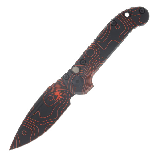 Microtech Auto L.U.D.T S/E Gen III Signature Series Smooth Topo Black/Orange Camo Handle AUMT1135S-1 TPBKORCS 