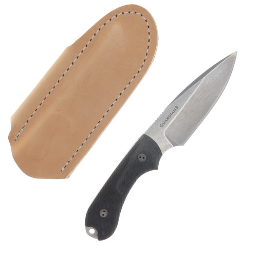 Bradford SMKW Exclusive Guardian 3 Fixed Blade Knife Stonewash MagnaMax 3D Microtextured Carbon Fiber BRAD3679