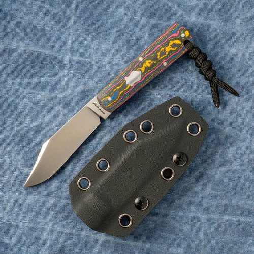 Jack Wolf Gateway FIXedc Fixed Blade Knife Satin/80's CamoCarbon with Kydex Sheath GATEW-FX-01-CC-80S