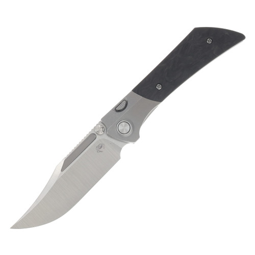 Gecko Customz Knifeworks Dune A1 Stonewash & Black Marble Carbon Fiber Handle M390 Belt Satin Blade DUNEA1