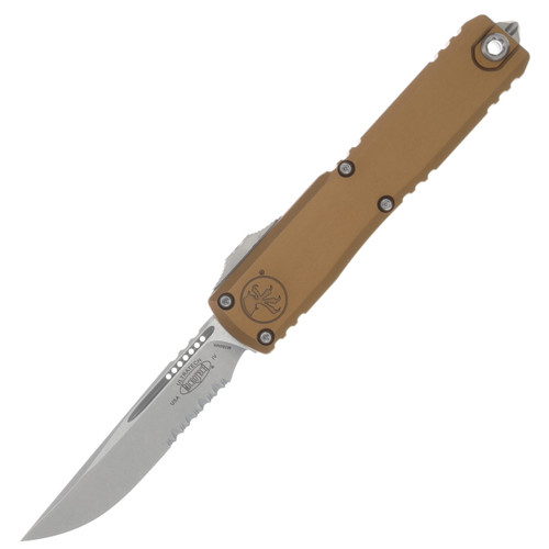 Microtech Ultratech Gen IV OTF Automatic Knife Stonewash Partially Serrated S/E Tan AUMT1121411TA