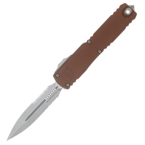 Microtech Ultratech Gen IV OTF Automatic Knife Partially Serrated Stonewash D/E Brown AUMT1122411BN