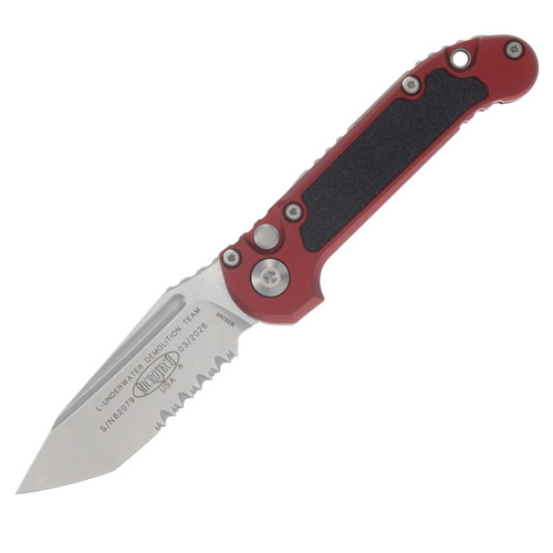 Microtech LUDT Gen III Automatic Knife Stonewash Partially Serrated T/E Merlot AUMT113611MR
